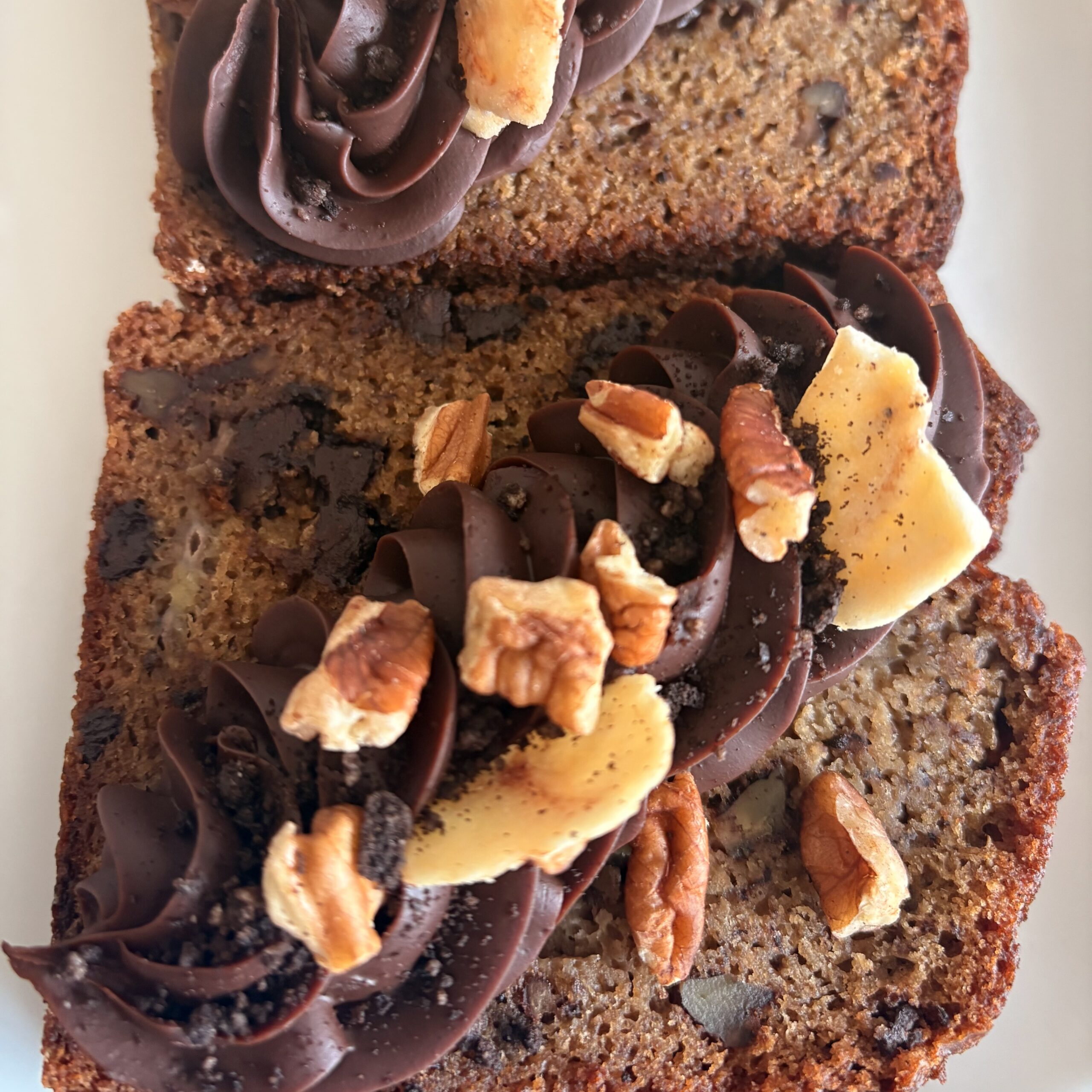 Banana Chocolate Pecan Slice w/ Ganache
