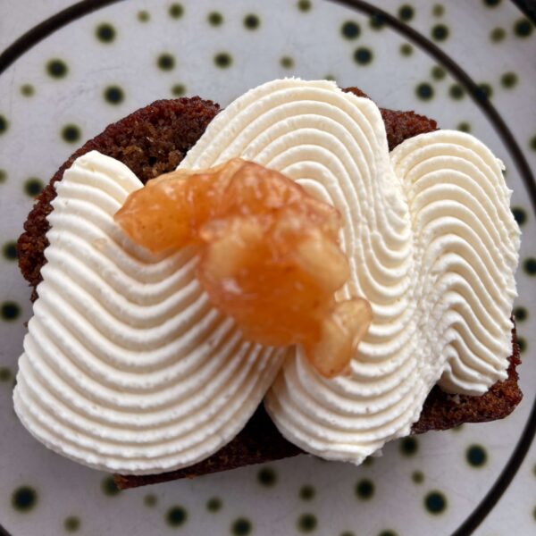 Jewish Honey Cake with Mascarpone and Apple Compote