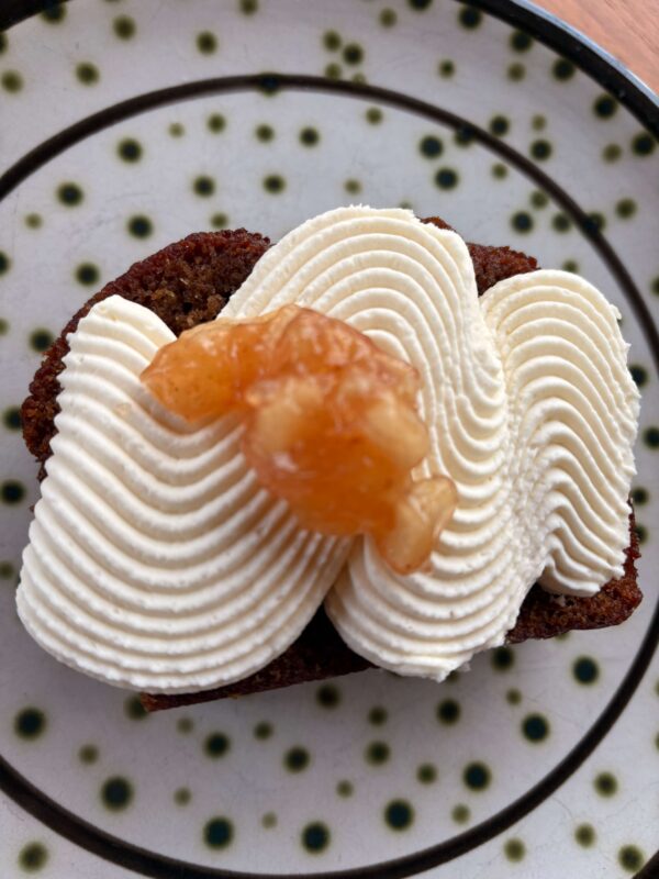 Jewish Honey Cake with Mascarpone and Apple Compote