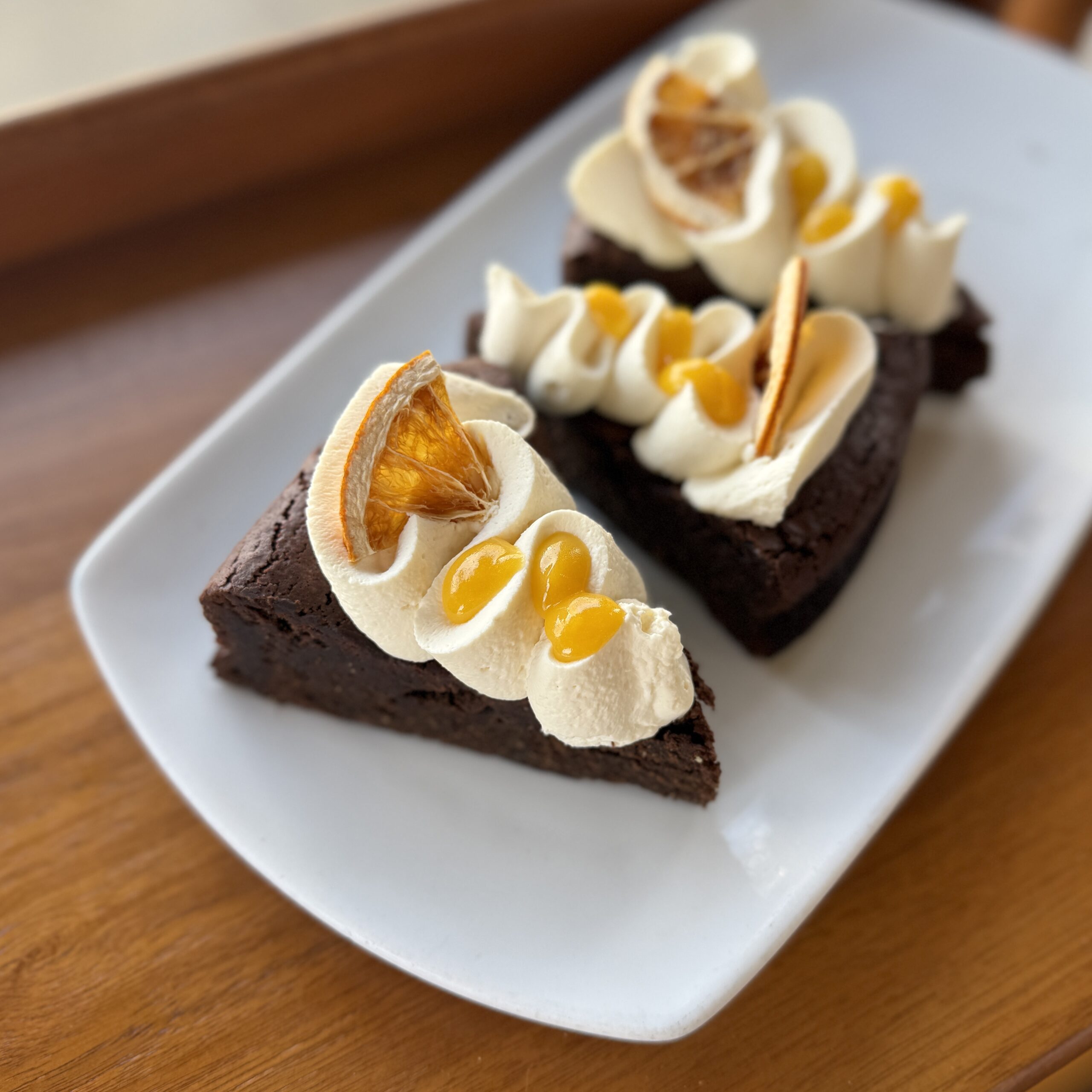 Chocolate Flourless Torte with Chantilly - slice