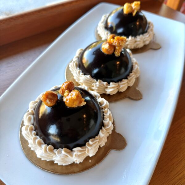 Pumpkin Dulce de Leche Mousse Bombe with Candied Hazelnuts