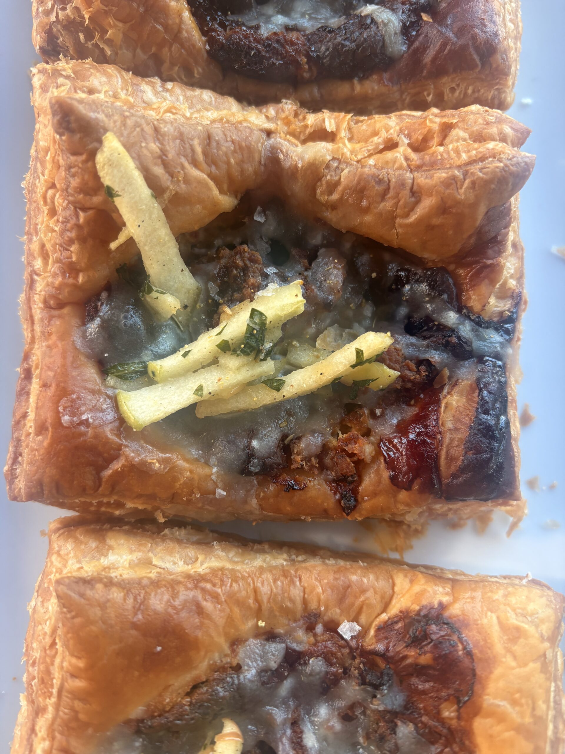 Sausage Puff with Apple and Cheddar