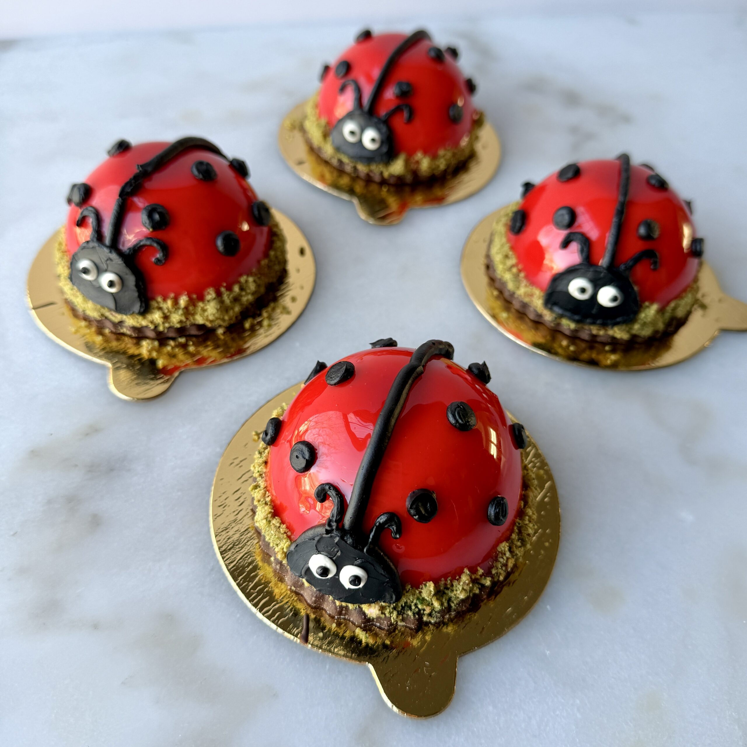 Strawberry Chocolate Mousse Bombe with Crushed Pistachios