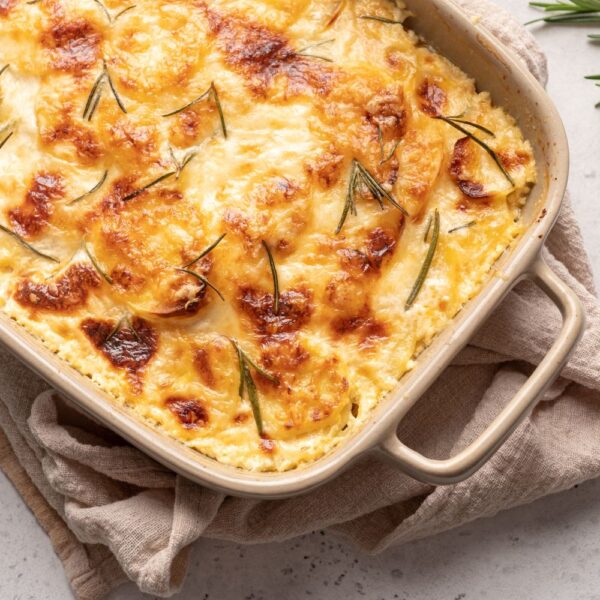 Caramelized French Onion Potato Gratin with Parmesan, Gruyere, Thyme (Serves 6-8)
