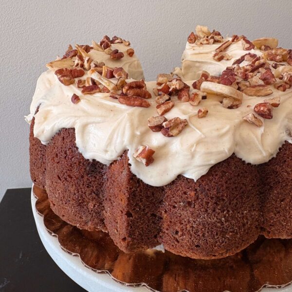 Hummingbird Bundt with Cream Cheese Icing- slice