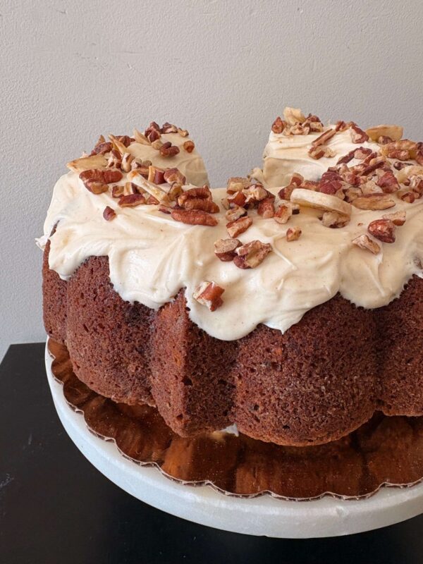 Hummingbird Bundt with Cream Cheese Icing- slice