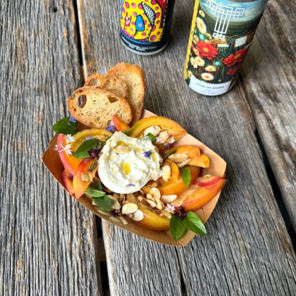 Peach & Burrata Salad with Heirloom Tomatoes & Vanilla Vinaigrette
