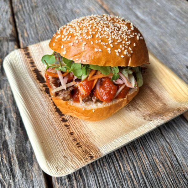 Slow Roasted Brisket Sandwich with Peach Gose BBQ Sauce