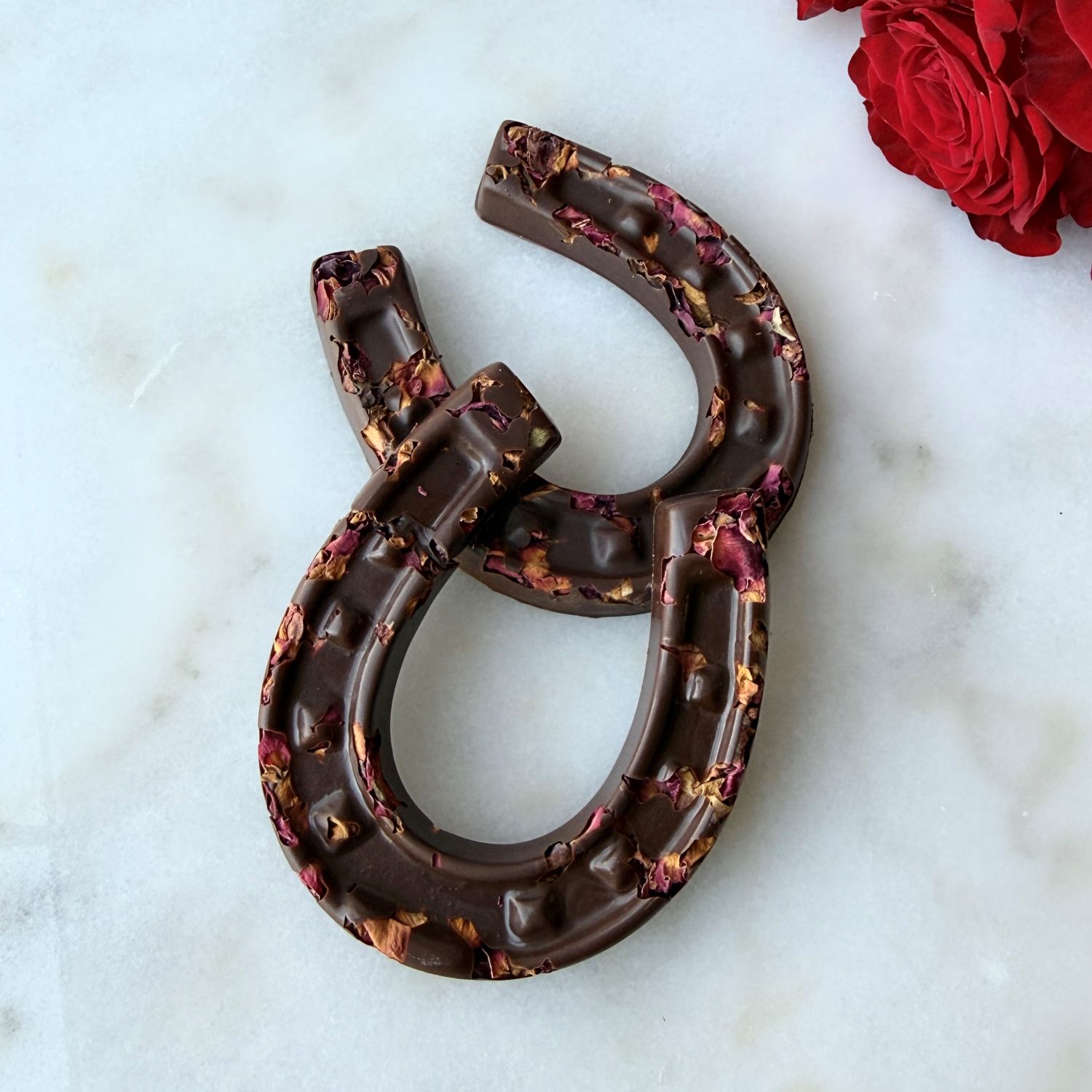 Derby Chocolate Rose Petal Horseshoe (1pc - Solid Dark or Milk Chocolate)