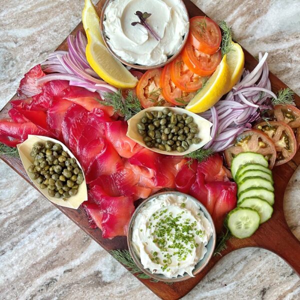 Beet-Cured Smoked Salmon Platter (Serves 6)