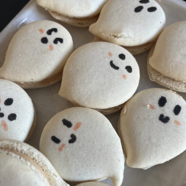 Ghost Macaron with Whipped Caramel Filling
