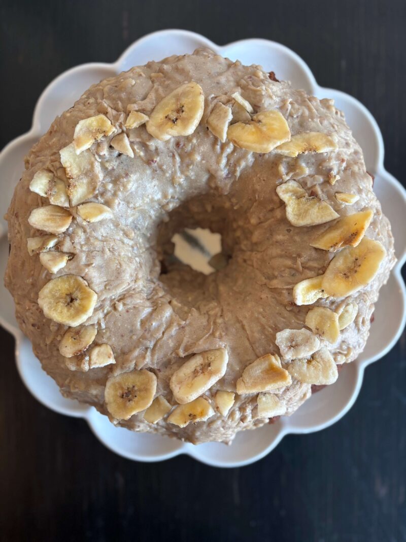 Banana's Foster Bundt with Pecan Praline  - Slice