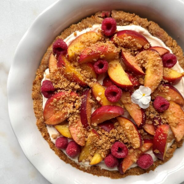 Peaches 'n Cream Pretzel Pie (GF)