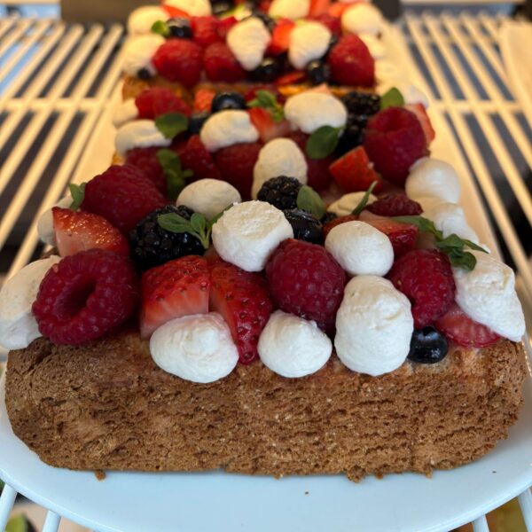 Pistachio Chiffon Cake with Lavender Honey Mascarpone