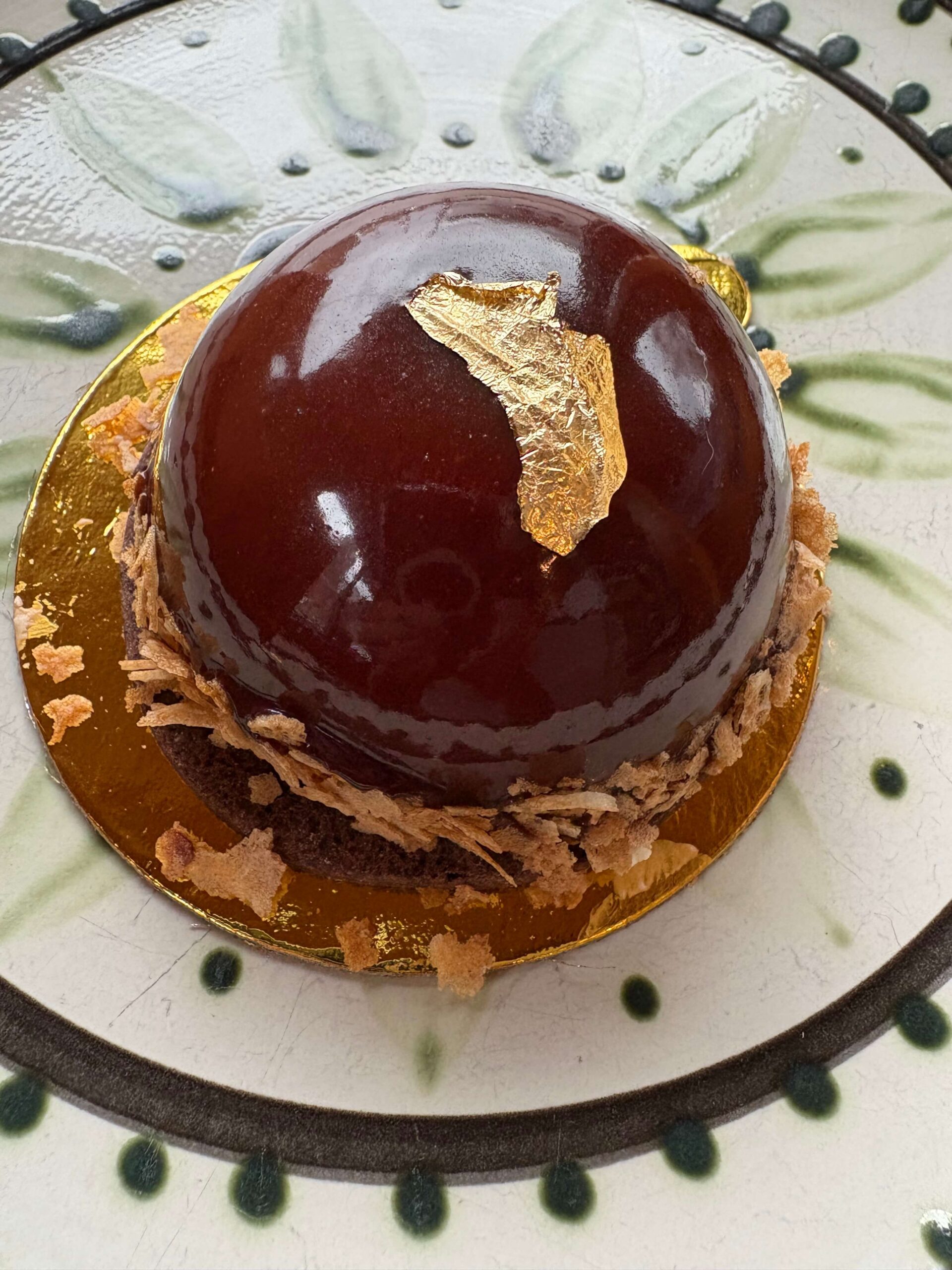Chocolate Bourbon Caramel Mousse Bombe with Hazelnuts