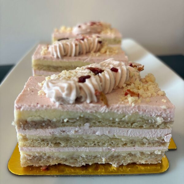 Strawberry White Chocolate Opera Cake