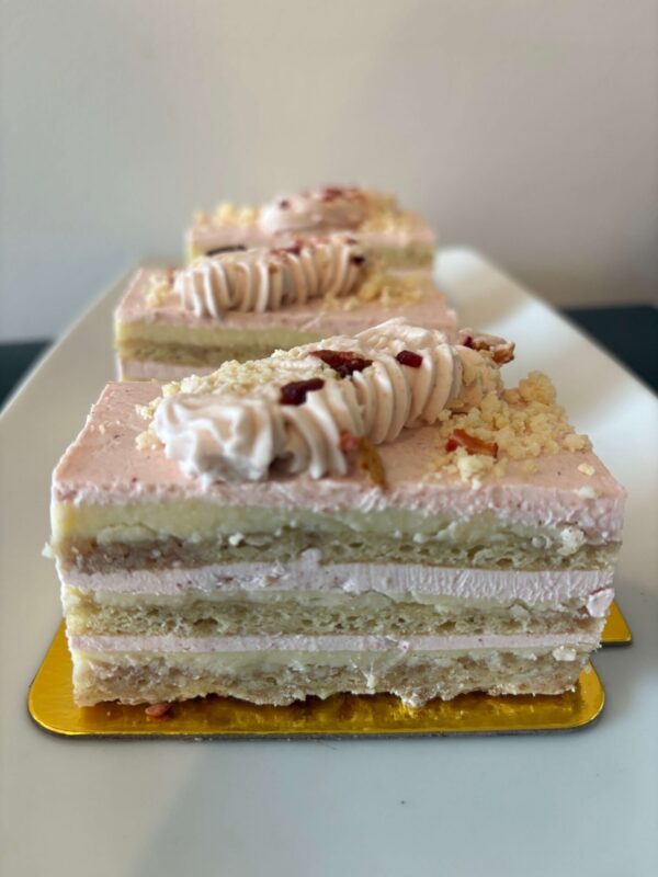 Strawberry White Chocolate Opera Cake