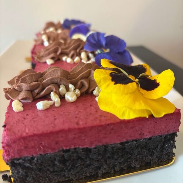 Chocolate Cake Slice with Currant Mousse