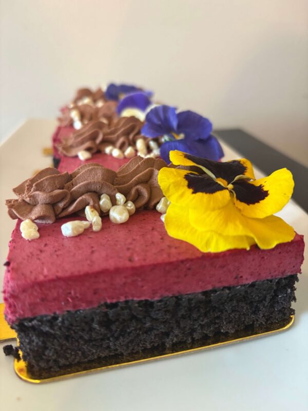 Chocolate Cake Slice with Currant Mousse