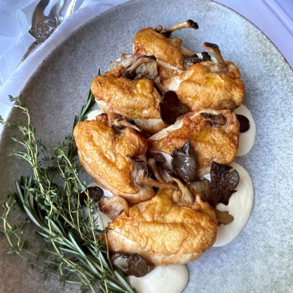 Joyce Farms Poulet Rouge Chicken Breasts with Local Mushroom Confit, Parmesan Cream Sauce (Gluten-Free, 6)