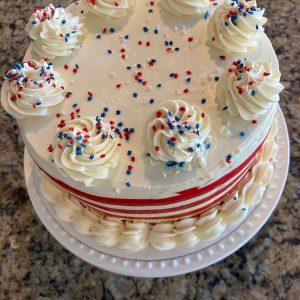 Red Velvet Cake with Cream Cheese Frosting - slice