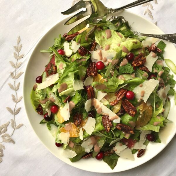 Winter Salad with Citrus, Cranberries, Manchego, Pecans, Fig Balsamic Vinaigrette (Serves 6-8)